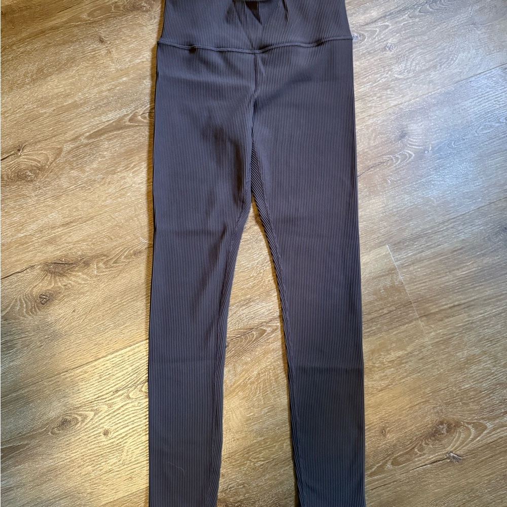 Athleta Chocolate Ribbed Leggings